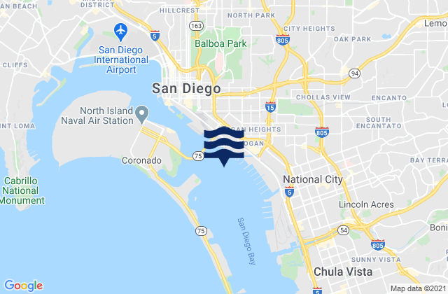 Mappa delle maree di 28th St. Pier (San Diego) 0.35 nmi. SW, United States