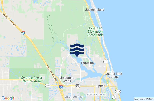 Mappa delle maree di 3 Miles Above A1A Highway Bridge, United States