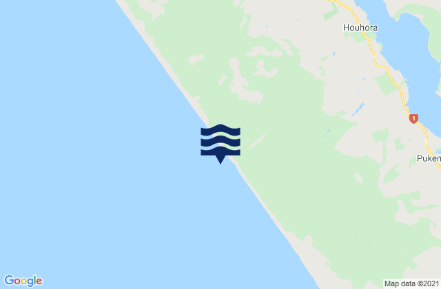 Mappa delle maree di 90 Mile Beach, New Zealand