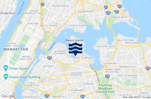Mappa delle maree di 92nd Street, United States