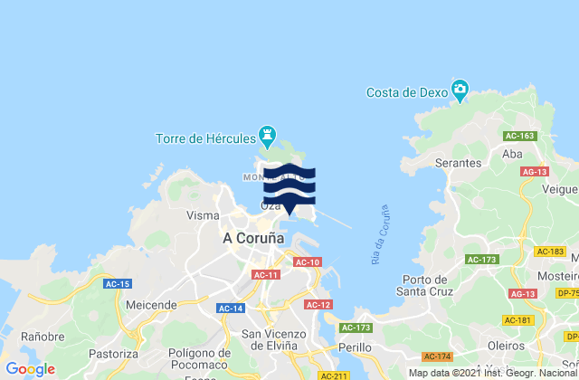 Mappa delle maree di A Coruña, Spain