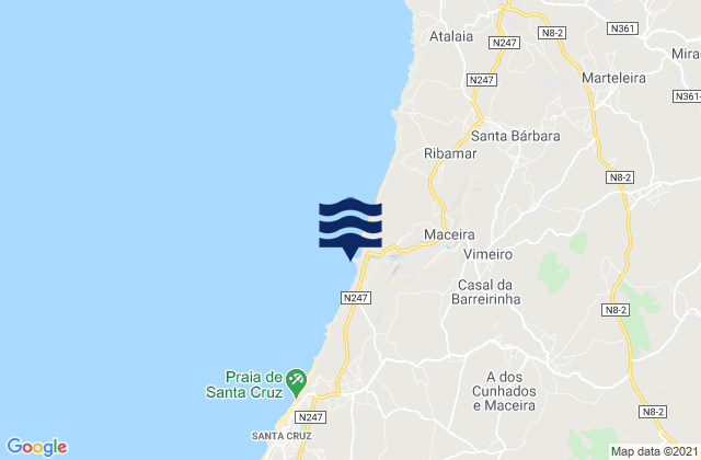 Mappa delle maree di A dos Cunhados, Portugal