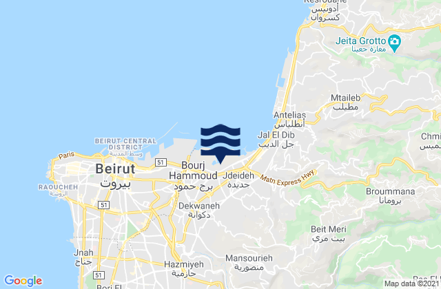 Mappa delle maree di Aaley, Lebanon