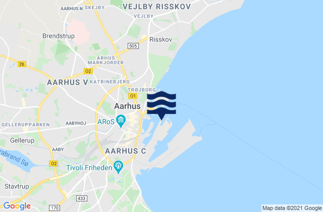 Mappa delle maree di Aarhus Harbour, Denmark