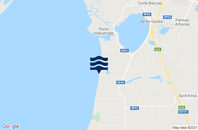 Mappa delle maree di Abarossa Dog Beach, Italy