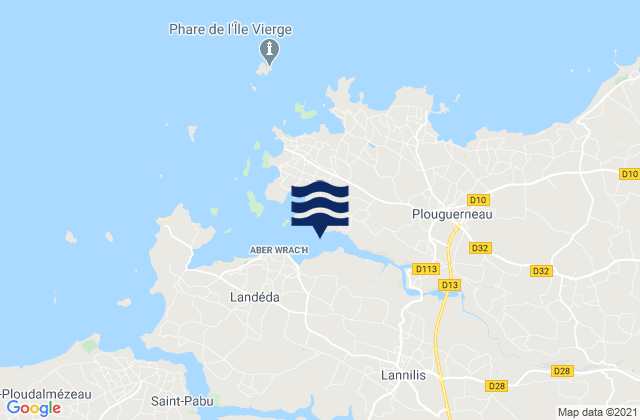 Mappa delle maree di Aber Vrac'h, France