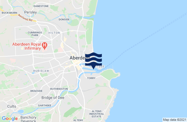 Mappa delle maree di Aberdeen, United Kingdom