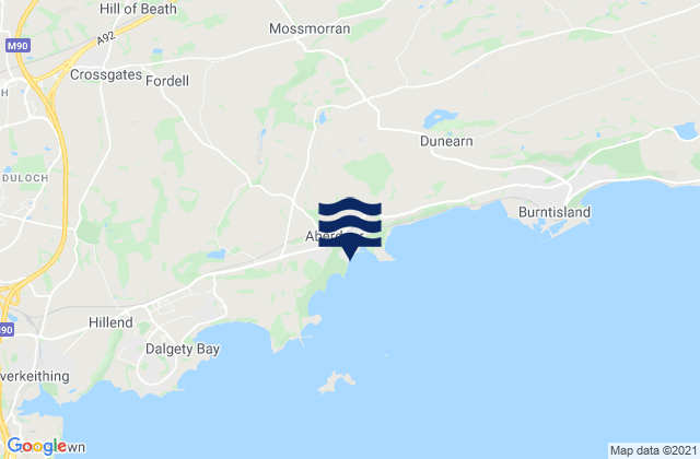 Mappa delle maree di Aberdour, United Kingdom
