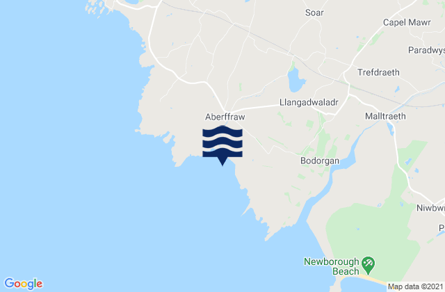 Mappa delle maree di Aberffraw Bay, United Kingdom