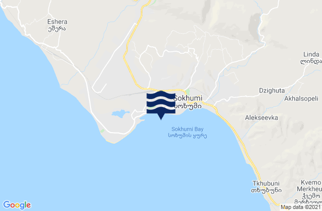 Mappa delle maree di Abkhazia, Georgia