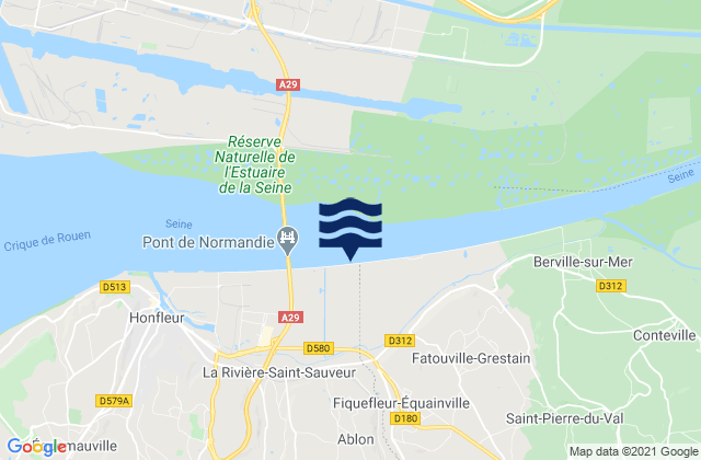 Mappa delle maree di Ablon, France