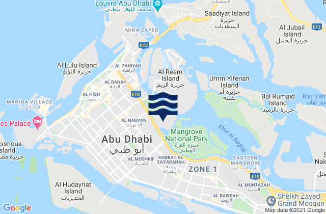 Mappa delle maree di Abu Dhabi, United Arab Emirates