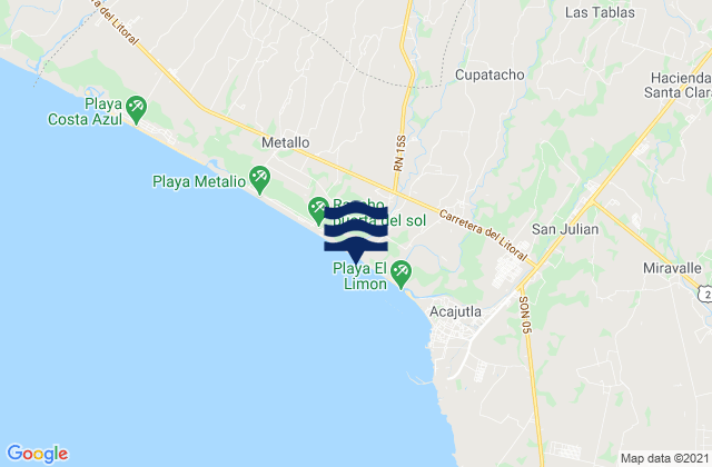 Mappa delle maree di Acajutla, El Salvador