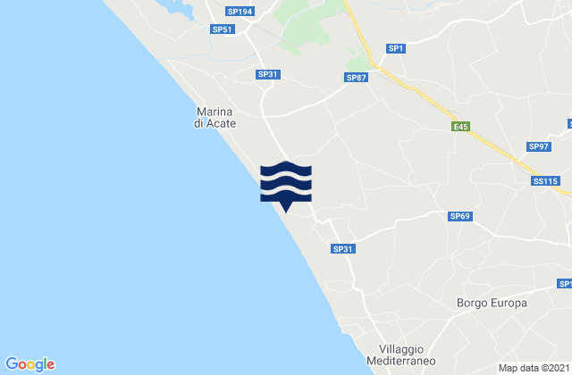 Mappa delle maree di Acate, Italy