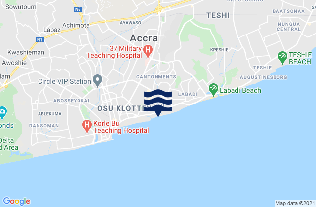 Mappa delle maree di Accra, Ghana