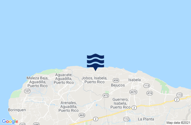 Mappa delle maree di Aceitunas, Puerto Rico