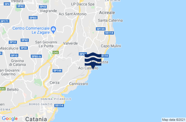 Mappa delle maree di Aci Castello, Italy