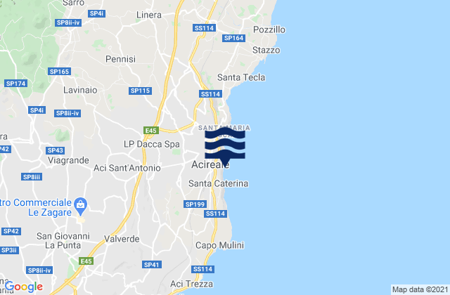 Mappa delle maree di Aci Catena, Italy