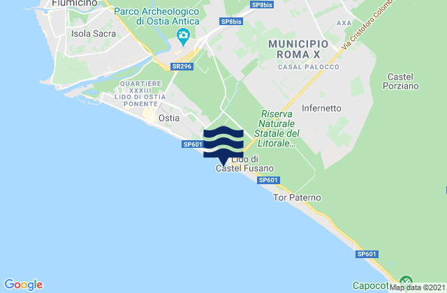 Mappa delle maree di Acilia-Castel Fusano-Ostia Antica, Italy