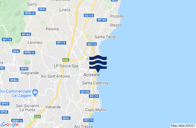Mappa delle maree di Acireale, Italy