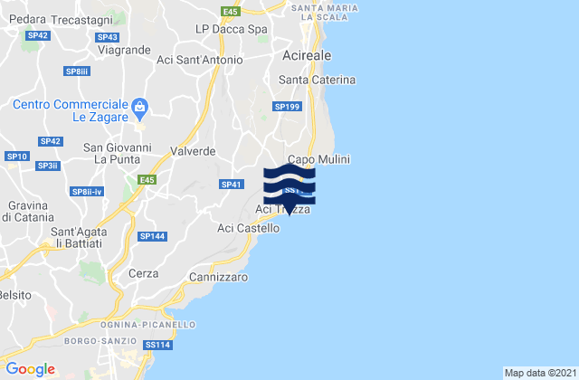 Mappa delle maree di Acitrezza, Italy