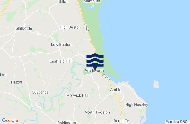 Mappa delle maree di Acklington, United Kingdom