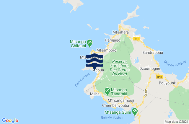 Mappa delle maree di Acoua, Mayotte