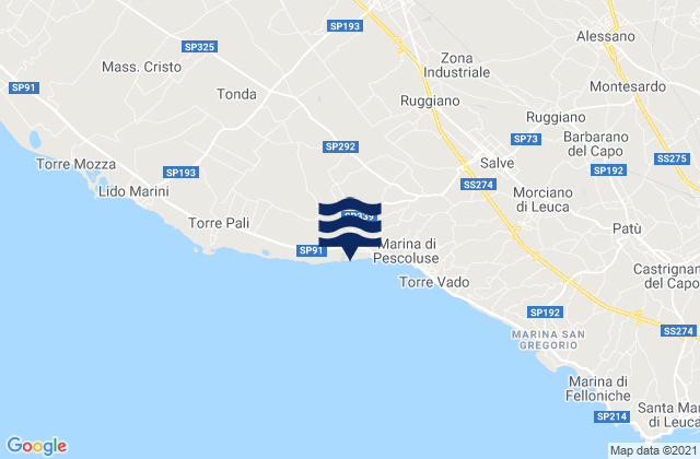 Mappa delle maree di Acquarica del Capo, Italy