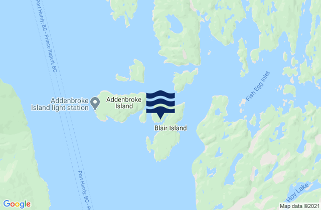 Mappa delle maree di Addenbroke Island, Canada