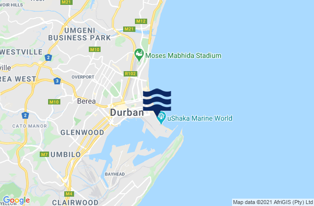 Mappa delle maree di Addington (South Beach), South Africa