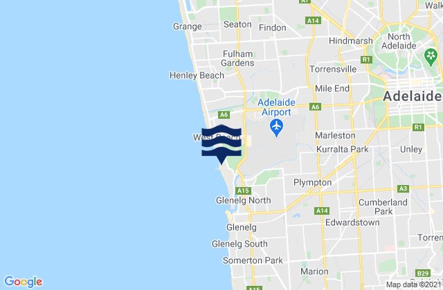 Mappa delle maree di Adelaide, Australia