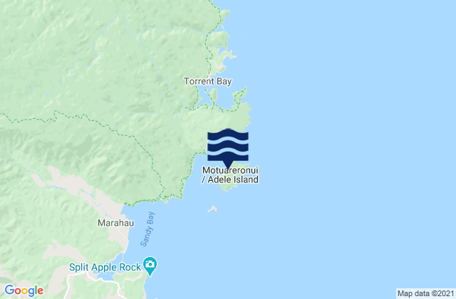 Mappa delle maree di Adele Island Abel Tasman, New Zealand