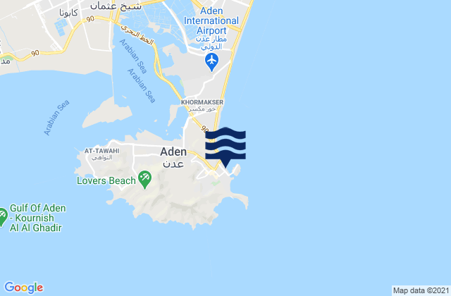 Mappa delle maree di Aden, Yemen