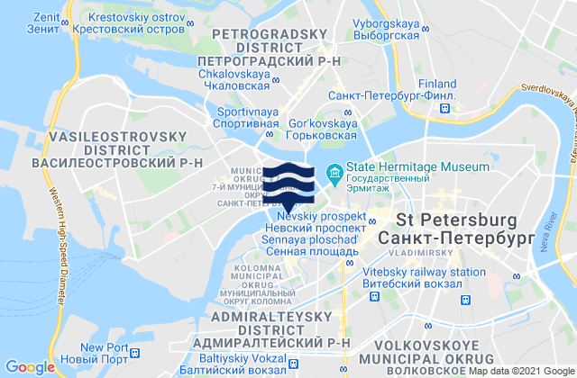 Mappa delle maree di Admiralteysky Rayon, Russia