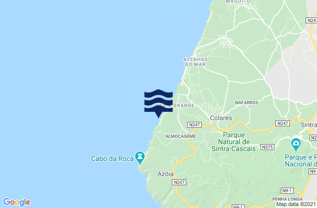 Mappa delle maree di Adraga, Portugal