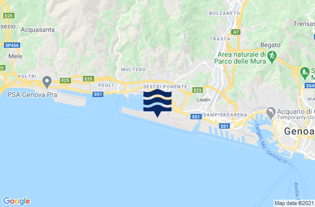 Mappa delle maree di Aeroporto Cristoforo Colombo, Italy