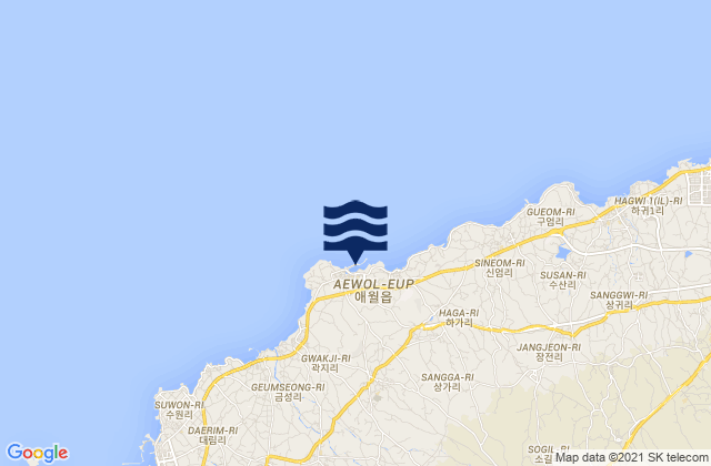 Mappa delle maree di Aewol-li, South Korea