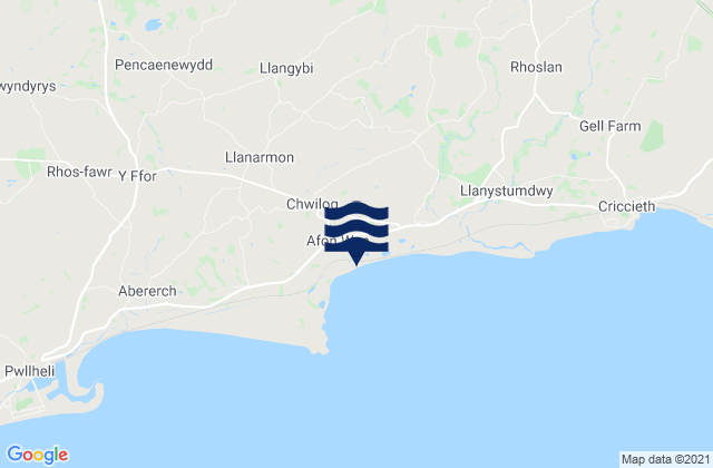 Mappa delle maree di Afon Wen Beach, United Kingdom