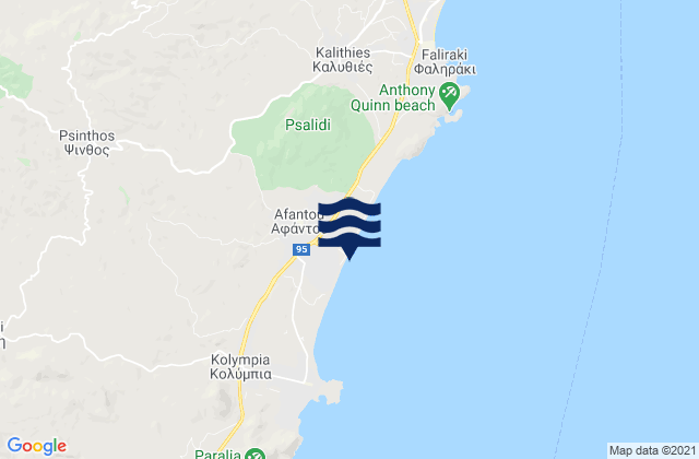 Mappa delle maree di Afántou, Greece