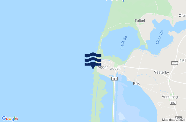 Mappa delle maree di Agger Strand, Denmark