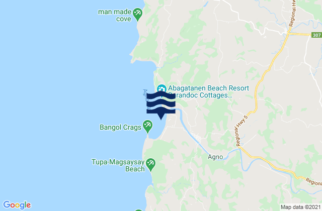 Mappa delle maree di Agno, Philippines