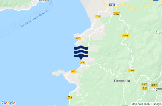 Mappa delle maree di Agosta, France