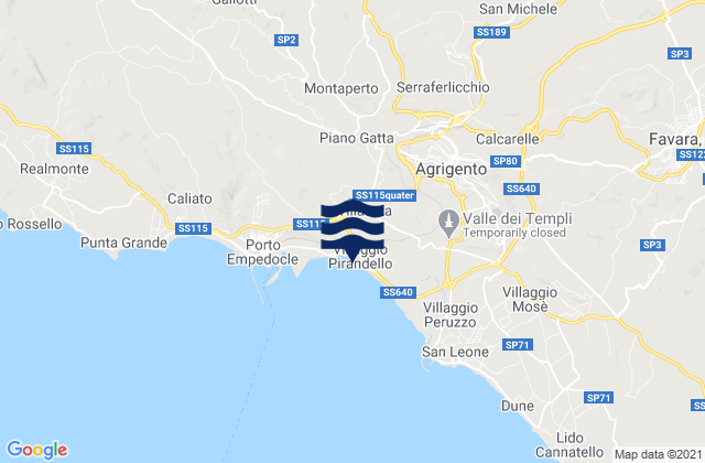 Mappa delle maree di Agrigento, Italy