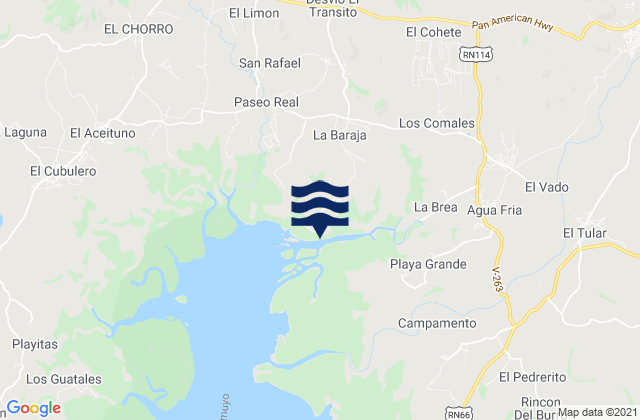 Mappa delle maree di Agua Fría, Honduras
