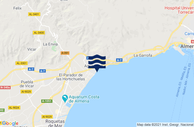 Mappa delle maree di Aguadulce, Spain