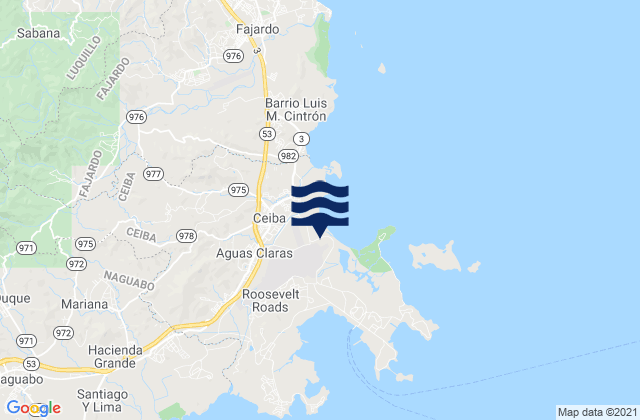 Mappa delle maree di Aguas Claras, Puerto Rico