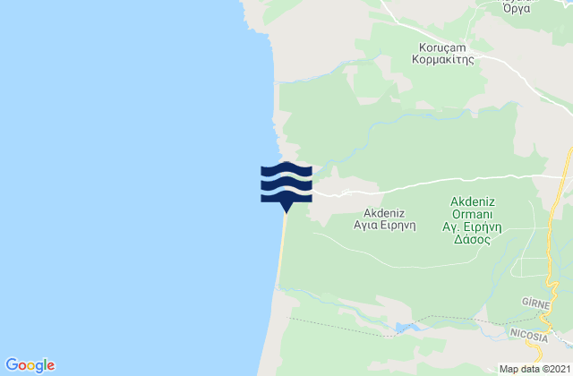 Mappa delle maree di Agía Eiríni, Cyprus