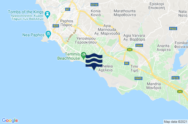 Mappa delle maree di Agía Marinoúda, Cyprus