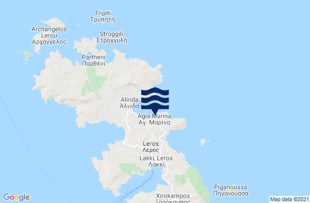 Mappa delle maree di Agía Marína, Greece