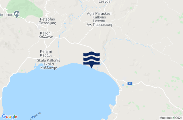 Mappa delle maree di Agía Paraskeví, Greece